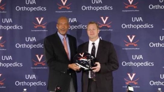 New UVA head coach Bronco Mendenhall: "There will be no cot in my office. I will not be sleeping there..." (Top)