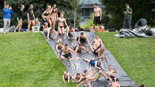 A Slip-n-Slide in the student section!