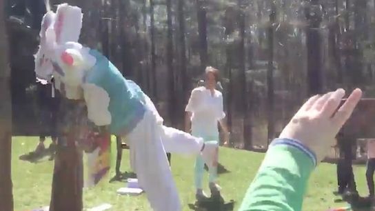 Video: James Franklin is a flying, tackling Easter Bunny (Featured)