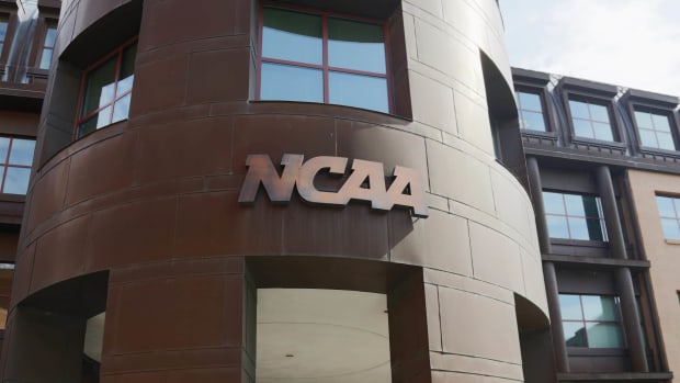 INDIANAPOLIS, IN - JULY 23: The entrance to the NCAA's headquarters is seen following an announcement of sanctions against Penn State University's football program on July 23, 2012 in Indianapolis, Indiana. The sanctions are a result of a report that the university concealed allegations of child sexual abuse made against former defensive coordinator Jerry Sandusky, who was found guilty on 45 of 48 counts related to sexual abuse of boys over a 15-year period. (Photo by Joe Robbins/Getty Images)
