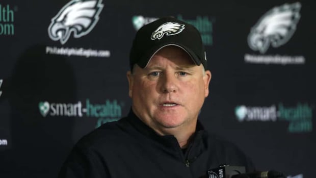 Philadelphia Eagles head coach Chip Kelly speaks during a news conference at practice at the NFL football team's training facility, Monday, Sept. 16, 2013, in Philadelphia. (AP Photo/Matt Rourke)