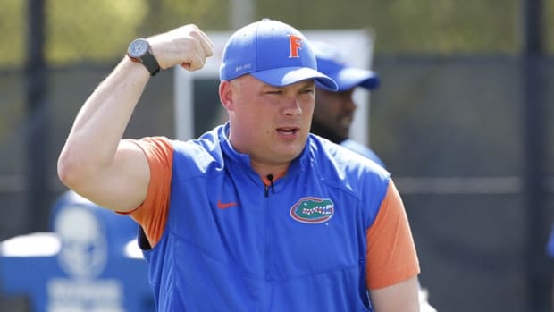 during the Gators' spring football practice on Friday, March 20, 2015 at Florida Soccer Practice Field in Gainesville, FL / UAA Communications photo by Tim Casey