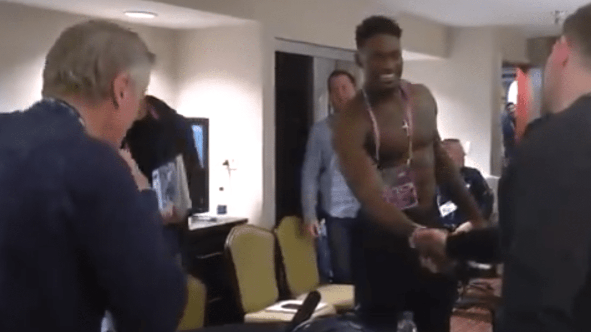 How about that time Pete Carroll took his shirt off during an NFL Draft  interview - Footballscoop