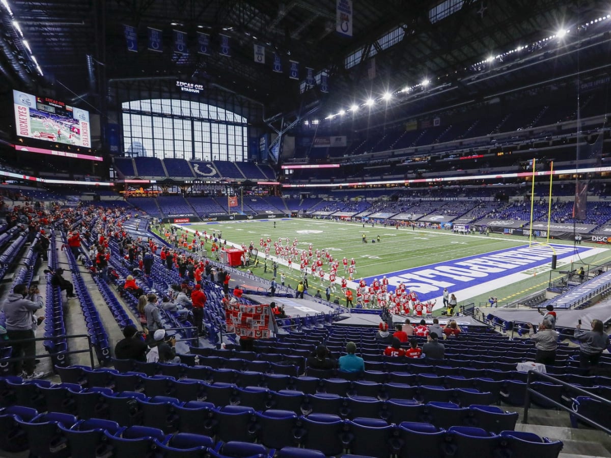 December 2nd, 2017: A general view of Lucas Oil Stadium before the Big Ten  Championship game between the Wisconsin Badgers and the Ohio State Buckeyes  at Lucas Oil Stadium, Indianapolis, IN. Adam