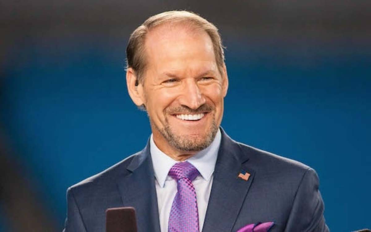 Oct 30, 2014; Charlotte, NC, USA; NFL network analyst Bill Cowher talks prior to the game between the Carolina Panthers and the New Orleans Saints at Bank of America Stadium. Mandatory Credit: Jeremy Brevard-USA TODAY Sports