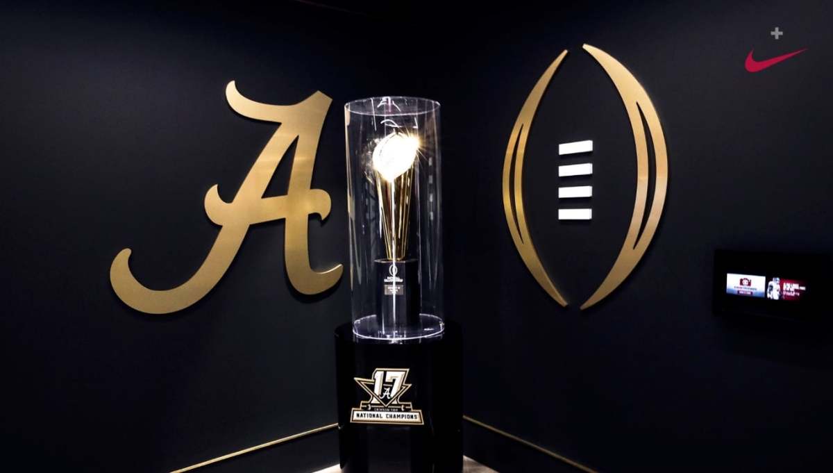 Alabama's national championship trophy shattered