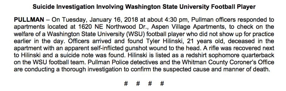 Tyler Hilinski report