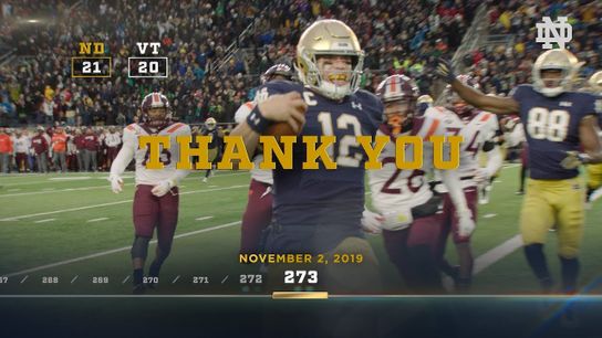 Video of the Day - Notre Dame thanks fans for 273 straight sellouts