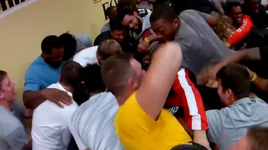 #ScholarshipAlert sends team into a dog pile frenzy during team meeting (#scholarshipalert)