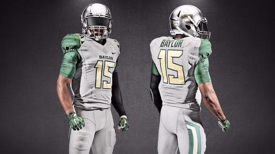 Photo: Baylor displays new silver uniforms (Baylor)