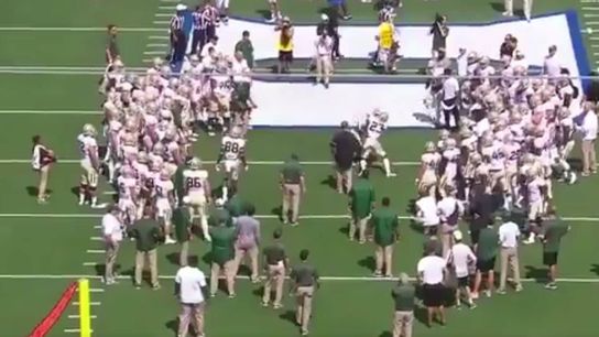 Matt Rhule defends his unconventional Oklahoma drill pregame routine