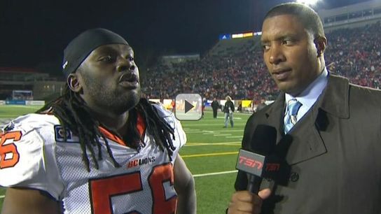 CFL linebacker ignores halftime interview, talks some trash (videos)