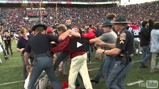 Video: Mess with Saban, get chokeslammed (video)