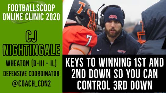 Keys to winning 1st and 2nd down to win 3rd down with Wheaton (D-III - IL) defensive coordinator CJ Nightingale (cj nightingale)