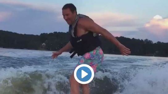 Video: Check out Dan Mullen carving up waves on a wakeboard (Mississippi State)