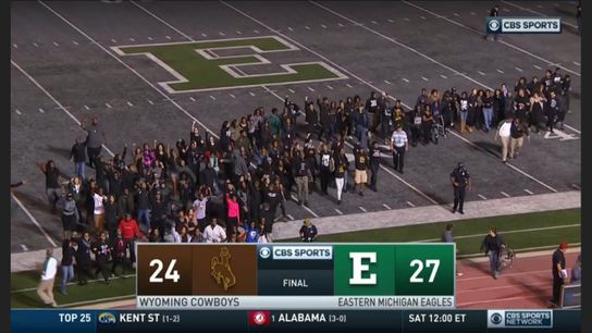 A peaceful student protest broke out during the Wyoming-Eastern Michigan game last night (Featured)