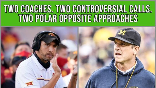 Two coaches, two controversial calls, and two polar opposite approaches from Matt Campbell and Jim Harbaugh (Jim Harbaugh)