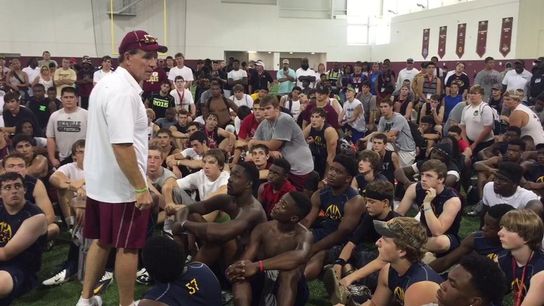 Video: Jimbo Fisher shares life lessons with high school players and explains what coaches are looking for in recruits (campers)