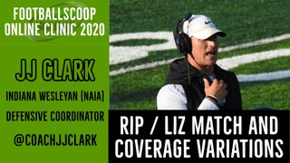 Rip / Liz match and coverage variations from Indiana Wesleyan (NAIA) defensive coordinator JJ Clark (liz)