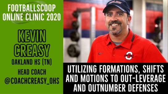 Using formations, shifts, and motions to out-leverage and outnumber defenses with Oakland HS (TN) head coach Kevin Creasy (motions)