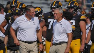 Kirk Ferentz declines to say he'll be back at Iowa next season (Beth Goetz)