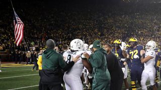 Brawl breaks out in Big House tunnel after Michigan-Michigan State game (Michigan Michigan State Fight)