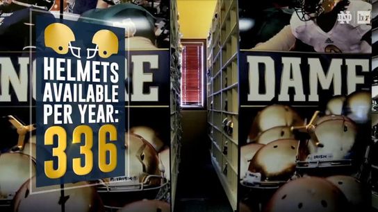 Video: Notre Dame shows off all the Under Armour gear, and helmets they order per year
