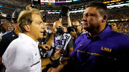 Video: Disrespectful Alabama fan finds out what happens when you ask Ed Orgeron for a picture while proclaiming "Roll Tide"