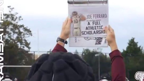 #ScholarshipAlert: FCS player learns he's earned a scholarship while in the scout team huddle