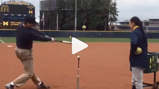 Video: Jim Harbaugh goes yard -- in khakis (Jim Harbaugh)
