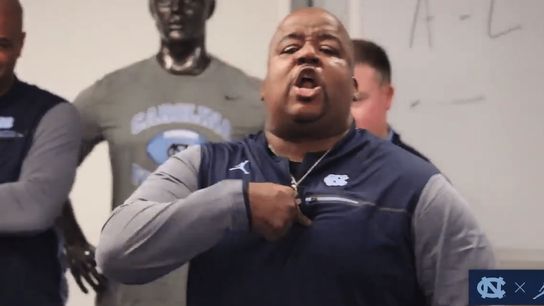 Watch Mack Brown's emotional team meeting where he introduces his staff (North Carolina)