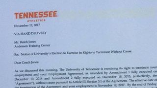 Photo: Butch Jones' official letter of termination, and buyout figure (Featured)
