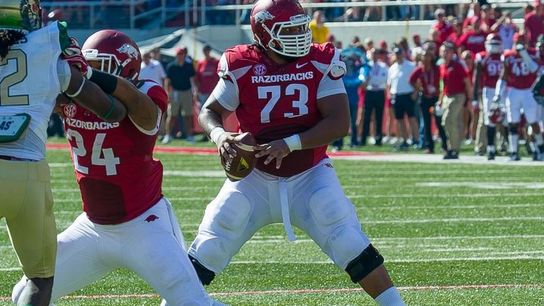 #VoteTretola for Heisman - Arkansas has some fun with their fat guy TD pass