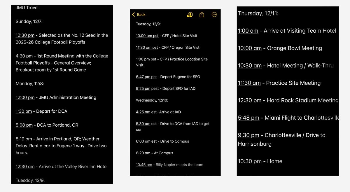 The 96-hour logistics that went into the planning of James Madison's College Football Playoff trip to Oregon The 96-hour logistics that went into the planning of James Madison's College Football Playoff trip to Oregon