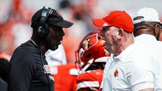 Jeff Brohm reportedly making major changes to defensive staff at Louisville (Louisville). Photo by © Matt Stone/Courier Journal / USA TODAY NETWORK via Imagn Images