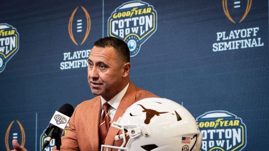Steve Sarkisian addresses report of Texas spending $40 million on football roster. Photo by Sara Diggins/American-Statesman / USA TODAY NETWORK via Imagn Images