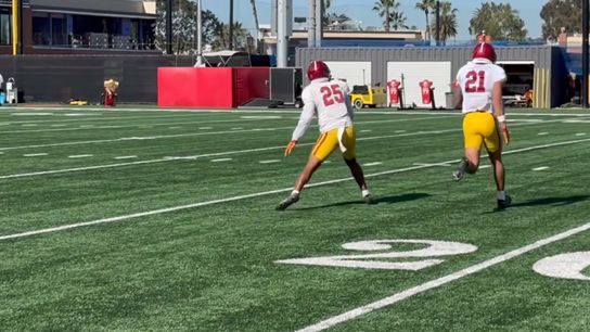Gary Patterson explains logic behind white stripes on helmets of USC defensive backs (USC)
